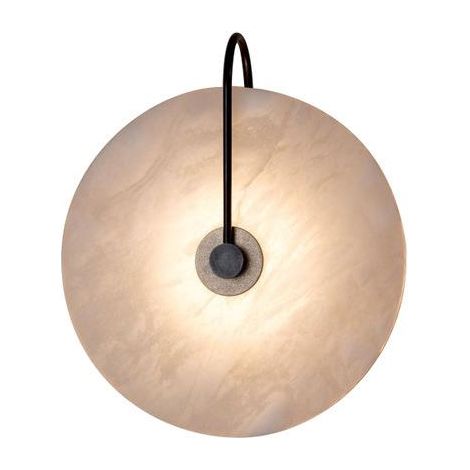 Applique murale minimaliste en marbre Applique murale circulaire en marbre Finition noire Lumière chaude 20 cm (1/5)