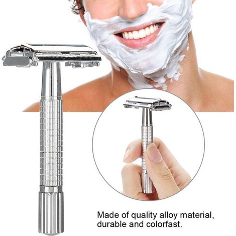 Rasoir de sûreté en métal pour barbe avec support mural