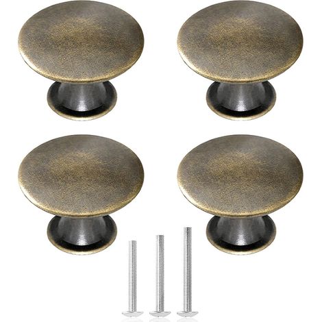 4x Boutons De Meuble Bronze Huilé Bouton Tiroir Antique 30mm (1/5)