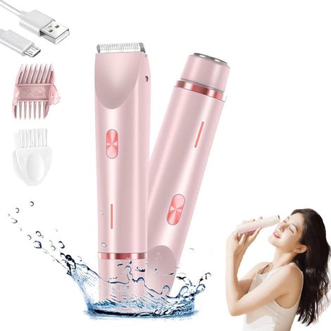 Epilierer – USB-aufladbar – Körpertrimmer für Frauen – 3-in-1 Multifunktionsrasierer – Präzisionstrimmer – Elektrischer Rasierer und Trimmer in einem – Epilation für Frauen – Pink (1/5)