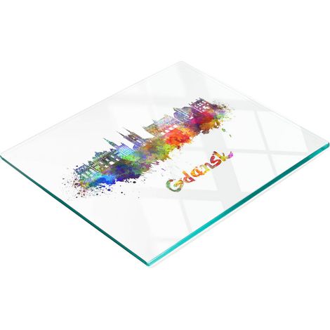 Tavoletta decorativa multifunzionale da cucina in vetro temperato, Danzica, 60x52 cm (1/5)