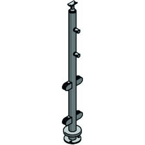 Poteau de garde corps au sol support pour lisse - Hauteur : 1024 mm - Diamètre : 42.4 mm - Matière : inox 304 - CROSO