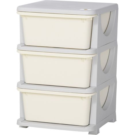 Pour enfants de 3 à 6 ans, meuble de rangement avec 3 tiroirs pour chambre enfant, plastique à bords arrondis (1/5)
