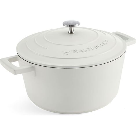 MasterClass Casseruola con coperchio, media 4L/24 cm, leggera in alluminio fuso, adatta per forno e piano cottura of Induction, crema
