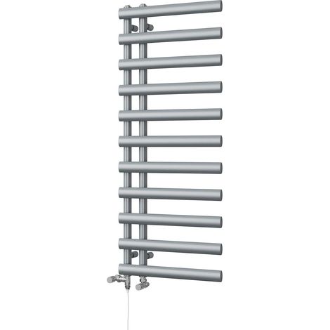 Elyan - Silver Dual Fuel Towel Rail H1238mm x W500mm Standard (1/3)