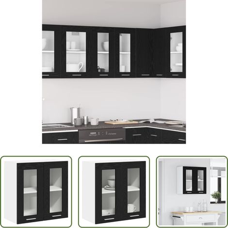 vidaXL Schwarz Eichen-Optik - Hängeschrank Schwarz Eichen-Optik 60 x 31 x 60 cm Holzwerkstoff (1/5)