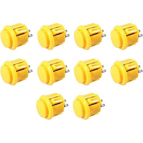 Set mit 10 reaktionsschnellen 24-mm-Arcade-Knöpfen, gelb (siehe Foto) (1/5)