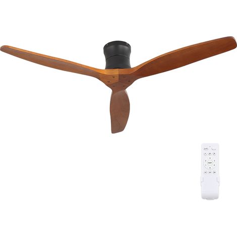 Ventilateur de plafond 132 cm réversible, 3 pales en bois massif, noir (1/5)