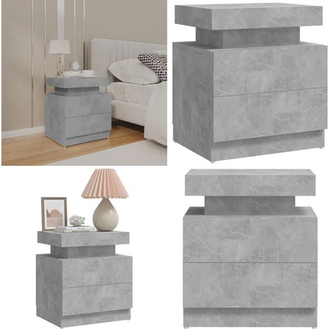 Table de chevet Gris béton 45x35x52 cm Bois d'ingénierie - Table De Chevet - Meuble De Chambre - Table Nuit - Commode - Rangement - Home & Living (1/5)
