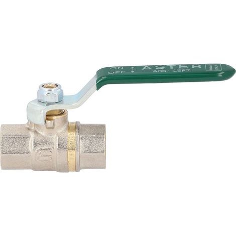 Effebi Kugelhahn ASTER IG/IG 3/8", DN 10, 50mm, 40 bar, Messing, vernickelt, Grün (1/2)