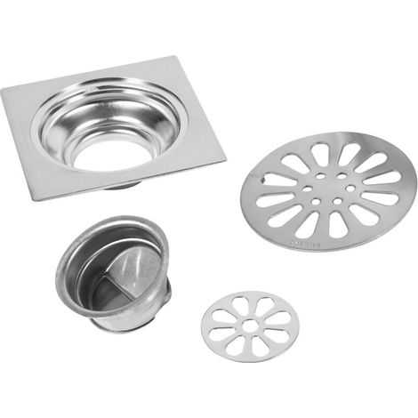Drain de sol épais en acier inoxydable, carré Anti-odeur, couvercle de vidange de salle de bain, porte de douche (Type 3) (1/4)