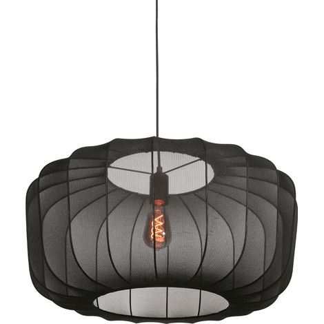 Anne Lighting - hängeleuchte - Sable - schwarz - leinen metall -