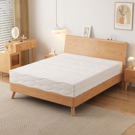 Materasso 90x200 cm bianco e grigio, H3, 7 zone ergonomiche, schiuma e molle insacchettate (1/5)