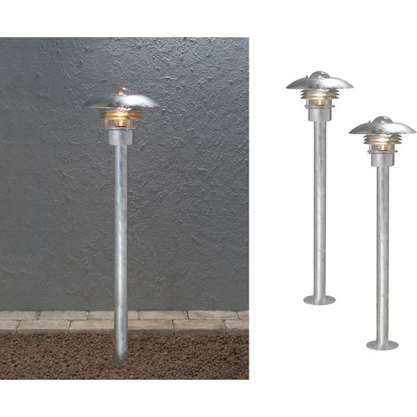 2er-Set elegante Wegeleuchte MODENA galv. Stahl, E27, Höhe 98 cm, IP23 (1/5)