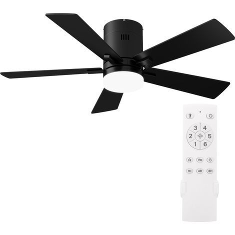 Ventilador de techo con luz LED, silencioso para salón, dormitorio y cocina, 5 aspas, estilo industrial moderno, 107 cm, negro (1/5)