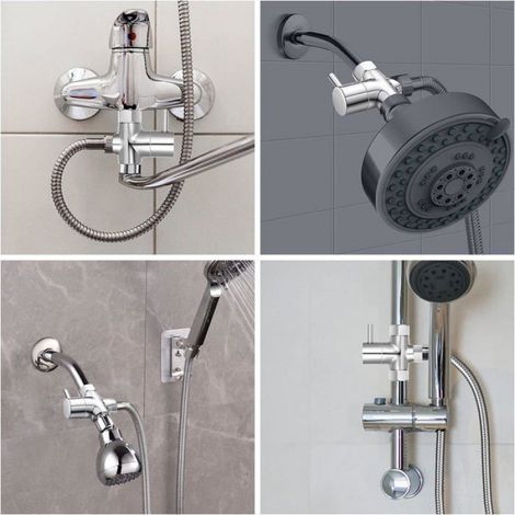 Vanne À 3 Voies - Laiton Massif - G1/2" - Pour Douchette À Main Et Pomme De Douche Fixe - 1 Pièce (1/5)