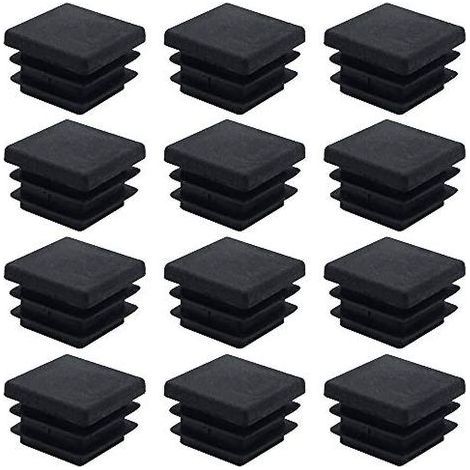 40 embouts carrés pour meubles, bouchons de tube carrés en plastique 20 mm x 20 mm, embouts antidérapants noirs mats, bouchons rectangulaires pour tuyaux. (1/5)