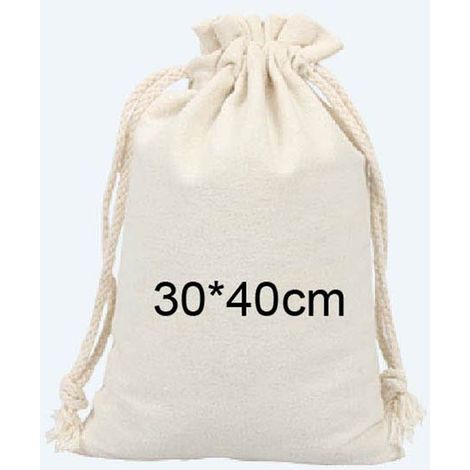Lot de 6 sacs en toile de jute, pochette en tissu, sac en coton avec cordon de serrage pour la maison et le voyage, sac cadeau (30 x 40 cm) (1/5)