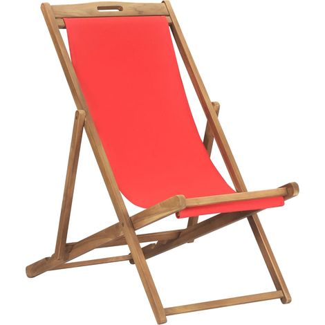 vidaXL Chaise pliante en teck massif rouge (1/5)