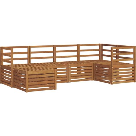 Conjunto de sofás de exterior 6 uds. Natural Poliéster vidaXL (1/5)