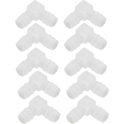 10 Pièces Tuyau en Plastique Barb, 12mm Coude à 90 Degrés L Raccords de Tuyau Adaptateur de Tube Connecteur 2 Voies Joint Splicer Mender Union Adaptateur pour Bateau Aquarium (1/5)
