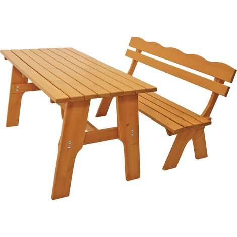 Garnitur FREITAL 2-teilig (1x Bank 150cm, 1x Tisch 72x150cm), Kiefer massiv (1/5)