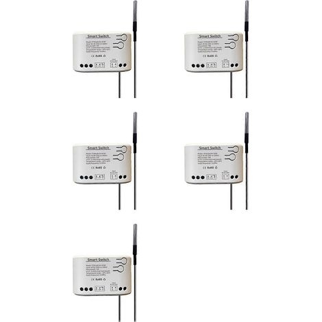 5 relais de température Tuya Smart Life WiFi avec capteur de thermostat et contact sec passif (85-250 V CA). (1/2)