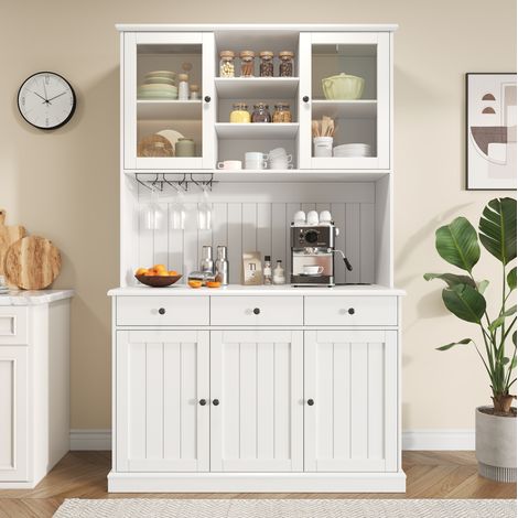 Credenza alta con prese e USB 120x40x191 cm OKMYHOME (1/5)