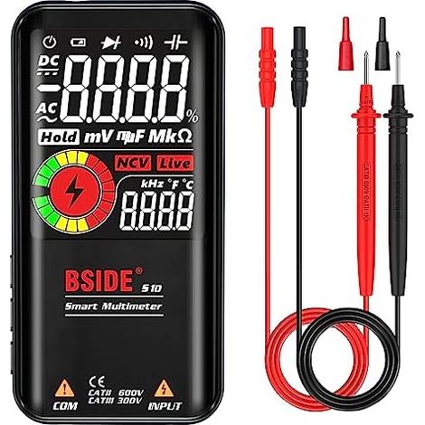 EBTN Multimètre numérique LCD 3 résultats, 999 points, voltmètre auto-portée de 9 résistance, continuité, fréquence, diode, cycle fonctionnement, test tension lampe poche S10 Noir - (1/5)