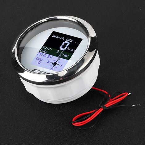 Compteur de vitesse GPS 85 mm pour voiture, bateau, ingénieur, en acier inoxydable, étanche, numérique, cadran blanc (1/5)