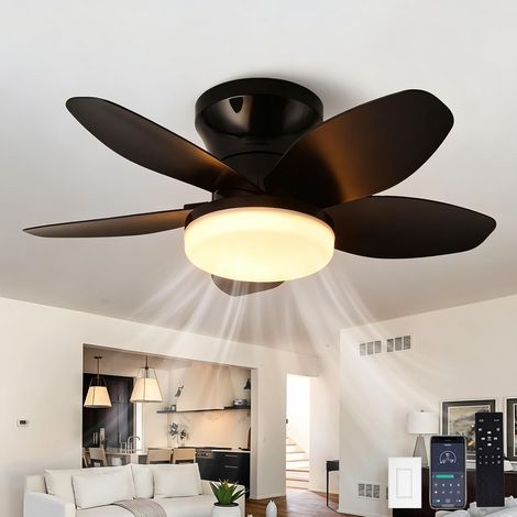 Ventilateur de plafond 63,5 cm avec éclairage et télécommande, moteur CC Ventilateur de plafond réversible à 6 vitesses avec lampe LED, intensité variable, minuterie et fonctionnement silencieux pour (1/5)
