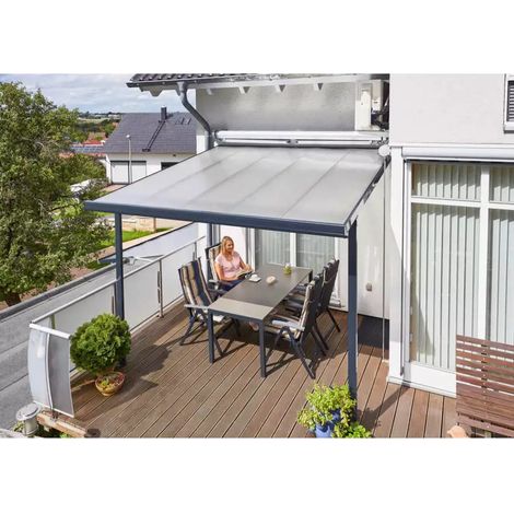 pergola da esterno in alluminio colore antracite con copertura in policarbonato, 3x3 metri (1/4)