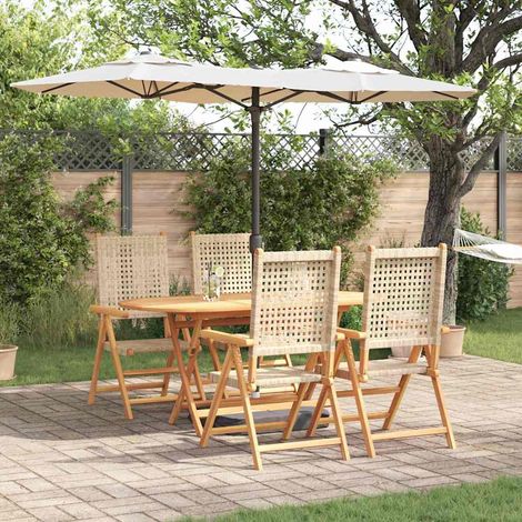 Set da Pranzo per Giardino 5 pcs Beige Legno di Acacia Massello vidaXL (1/5)