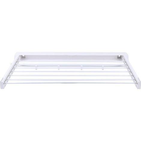 Étendoir à linge mural pliable en plastique avec 7 barres de séchage invisibles pour l'intérieur Blanc (1/5)