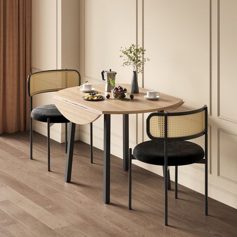 Mesa plegable redonda para 2 a 4 personas madera 140/180x80 cm color roble (1/5)
