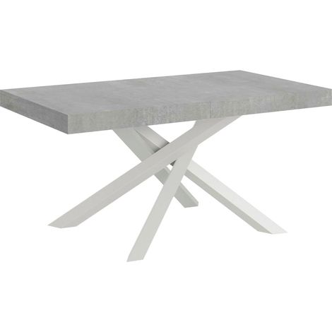 Tavolo Allungabile 160-264x90x77 cm Volantis Cemento Telaio Bianco (1/5)