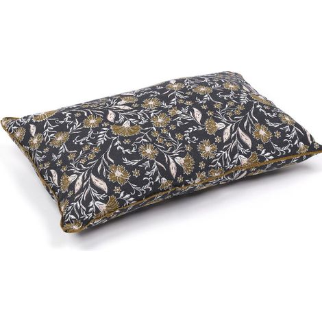 Coussin rectangle en coton "Indies" à motif floral - Gris/Bronze - 40 x 60 cm - Livraison gratuite (1/3)