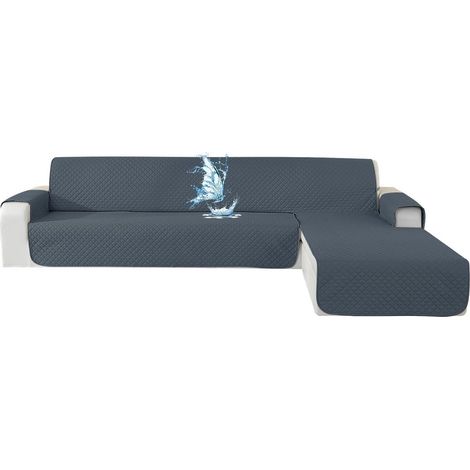Ecksofa Überwurf L-Form wasserdicht, rutschfest, für Hunde & Katzen, Graublau (1/5)