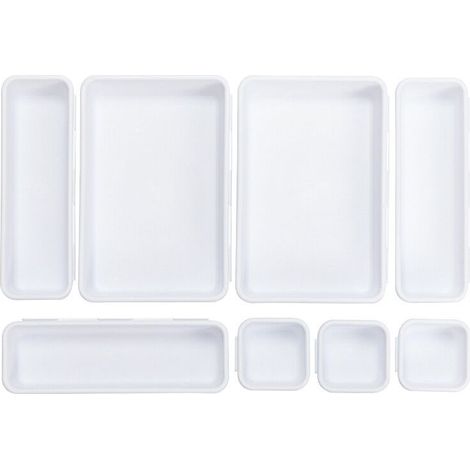 Tiroirs de rangement, Système de rangement de cuisine, Organisateurs de tiroirs, Boîtes à plateau en plastique transparent empilables Rangement pour tiroirs, Organisateurs de tiroirs en plastique (1/5)