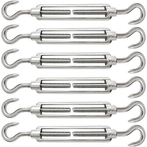 6 Pièces Tendeur Cable M5 Tendeur Cable Inox 304 Réglable Crochet de Ridoir et Crochet pour Tendeur de Fil Cable Acier Corde Crochet Tendeur Accessoires (1/5)