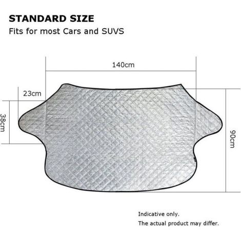 Ahlsen Housse de pare-brise de voiture, housse de protection extra épaisse pour pare-brise de voiture – Neige, gel, soleil, UV, (1/4)