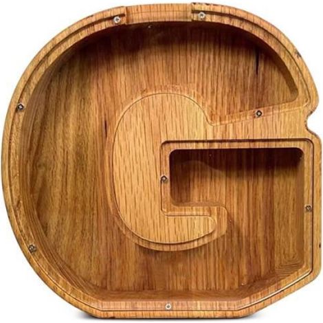Tirelire en bois pour garçons et filles Pimpimsky, tirelire décorative moderne en forme de cadre de tirelire lettre - lettre G