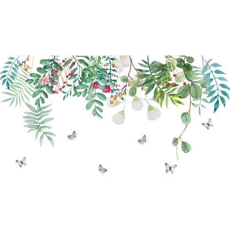 Sticker Mur Vigne Feuilles Vertes - Décalcomanie Murale Détachable En Vinyle - Pour Chambre Bébé Chambre Enfants Salon - Lot de 1 (1/5)