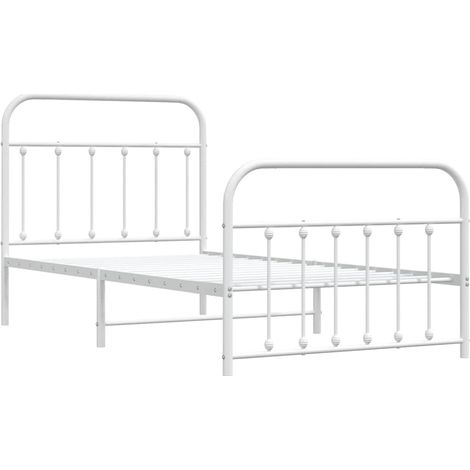 vidaXL Cadre de lit métal sans matelas et pied de lit blanc 100x190 cm (1/5)