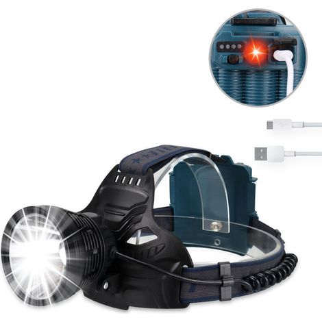 Rechargeable LED Headlamp for Adults, 50W Power, Super Bright 90° Adjustable 4 Modes Headlamp, IPX5 Waterproof, USB Rechargeable Headlamp for Camping, Running