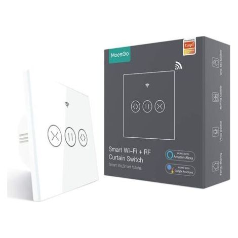 WiFi Interrupteur Volets Roulants Connecté, RF433 Ouverture Réglable Sans Fil Commutateur Intelligent Mural Pour Rideau Stores Compatible avec les applis Smart Life Tuya, Alexa et Google Home