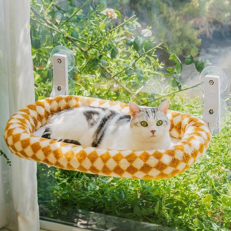 1 - Hamac pour Chat - Lit Fenêtre Pliable - Structure Acier Robuste jusqu&39à 18 kg - Housse Amovible Lavable - Pour Détente et Observation - Orange - 45x35 cm (1/5)