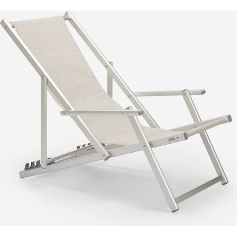 Chaise longue de plage avec accoudoirs en aluminium Riccione Gold Lux - Gris