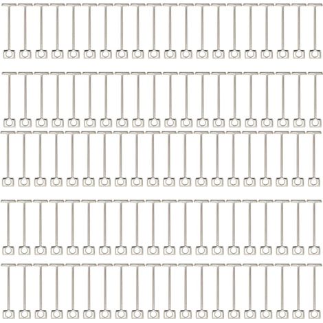 Lot de 200 goupilles en T interchangeables en acier pour système de pose de carrelage (1,5 mm) - Outil pour carrelage de sol et mur - Argenté (1/5)