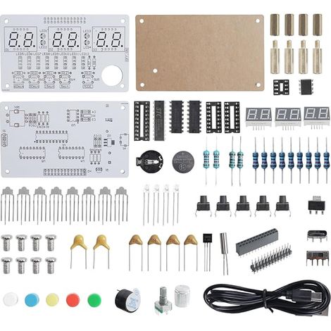 LED Soldering Kit, Soldering Kit, Timer, Countdown, Alarm Clock with Date and Day of the Week Indication, Soldering Learning Kit for School, Beginners and Gift (1/4)